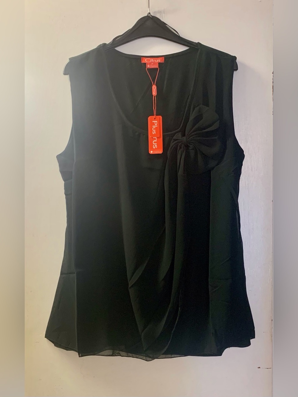 Plus (Full Figure) Tank with Chiffon Overlay and Decorative Bow